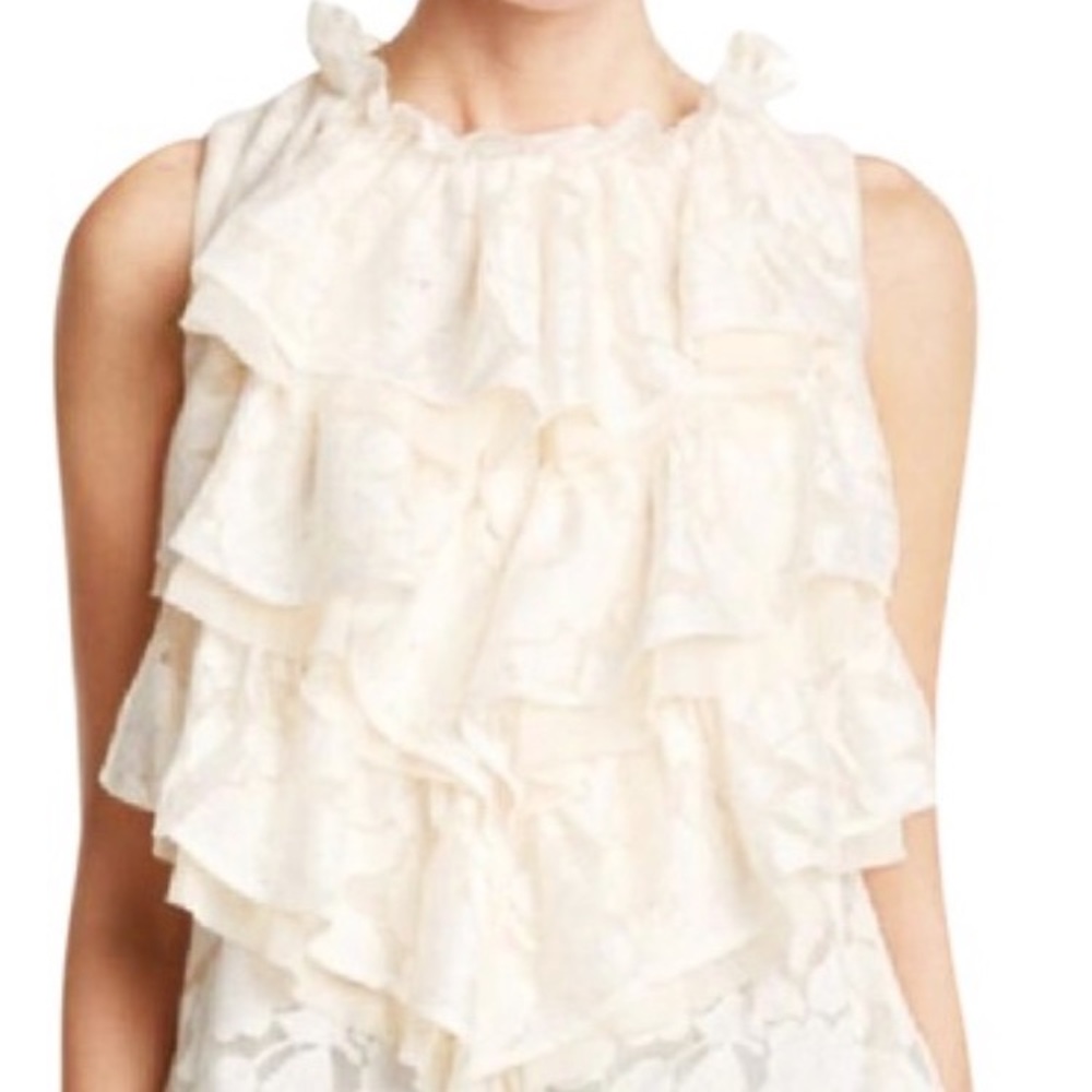 Ivory Ruffled Lace Blouse